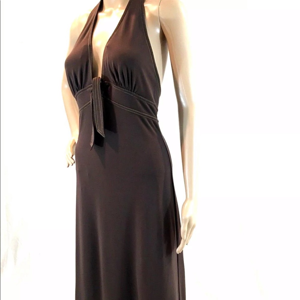 Brown halter dress size medium. Bcbgmaxazria